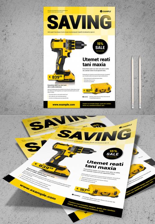 Product Flyer Layout with Yellow Accents - 288739678