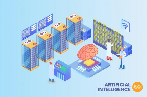 Isometric Artificial Intelligence Vector Concept Isometric Artificial Intelligence Vector Concept