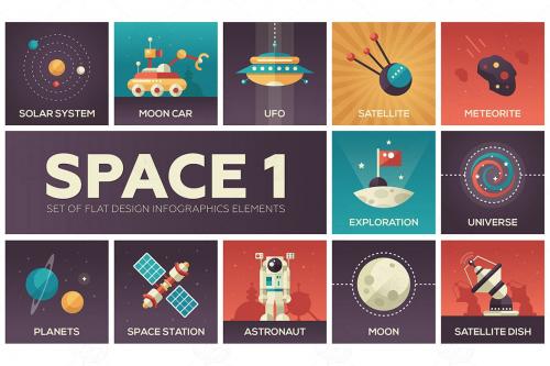 Space - set of flat design infographics elements Space - set of flat design infographics elements