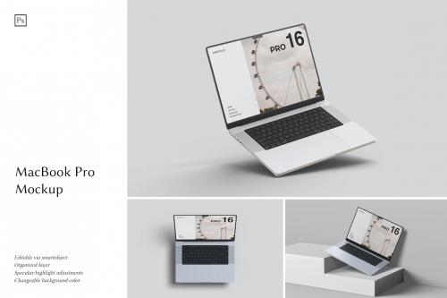 Floating MacBook Pro 16 inch Mockup Floating MacBook Pro 16 inch Mockup