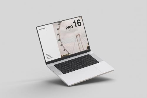 Floating MacBook Pro 16 inch Mockup Floating MacBook Pro 16 inch Mockup