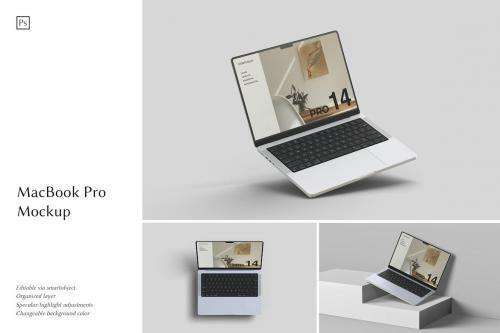 Floating MacBook Pro 14 inch Mockup Floating MacBook Pro 14 inch Mockup