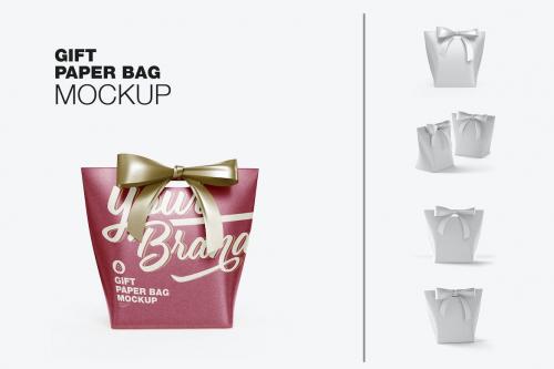 Paper Bag with Bow Mocklup Paper Bag with Bow Mocklup