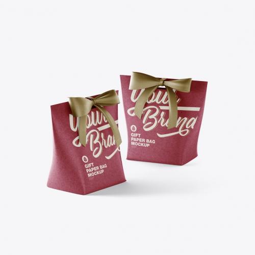 Paper Bag with Bow Mocklup Paper Bag with Bow Mocklup