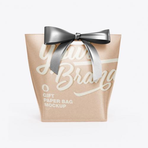 Paper Bag with Bow Mocklup Paper Bag with Bow Mocklup