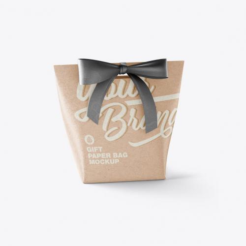 Paper Bag with Bow Mocklup Paper Bag with Bow Mocklup