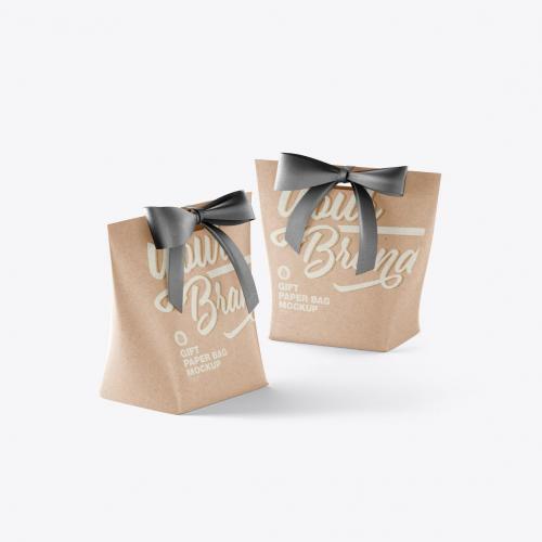 Paper Bag with Bow Mocklup Paper Bag with Bow Mocklup
