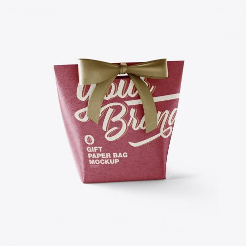 Paper Bag with Bow Mocklup Paper Bag with Bow Mocklup