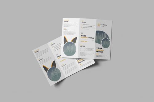 Zig-Zag Trifold Brochure Mockup Zig-Zag Trifold Brochure Mockup