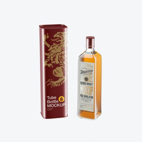 Whiskey Bottle With Luxury Box Mockup Whiskey Bottle With Luxury Box Mockup
