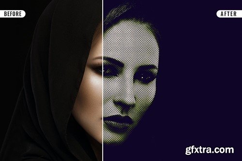 Pixel Halftone Photo Effect C3EQT2R