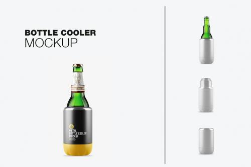 Metallic Bottle Cooler Mockup Metallic Bottle Cooler Mockup