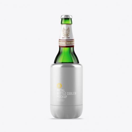 Metallic Bottle Cooler Mockup Metallic Bottle Cooler Mockup