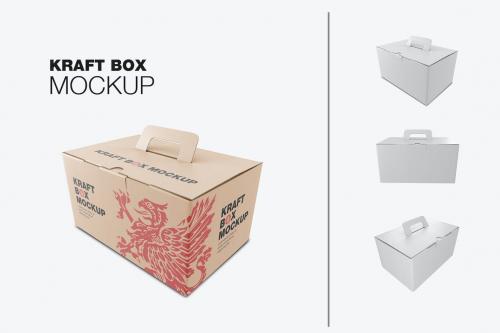 Classic Paper Box with Handle Mockup Classic Paper Box with Handle Mockup