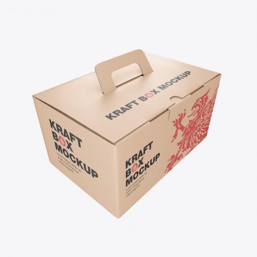 Classic Paper Box with Handle Mockup Classic Paper Box with Handle Mockup
