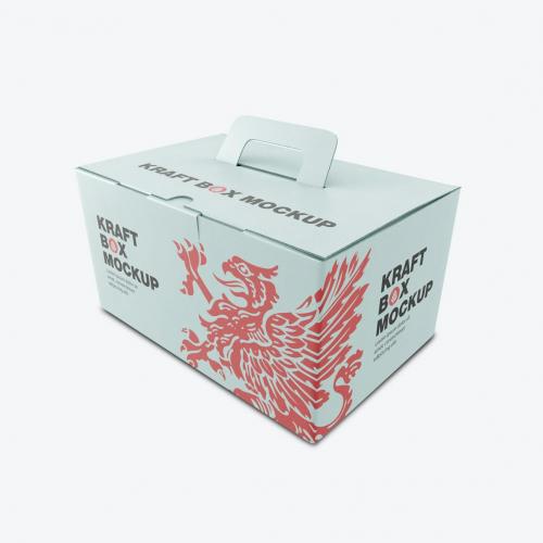 Classic Paper Box with Handle Mockup Classic Paper Box with Handle Mockup