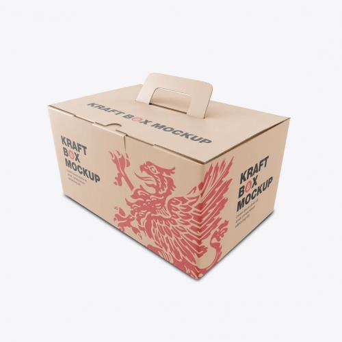Classic Paper Box with Handle Mockup Classic Paper Box with Handle Mockup