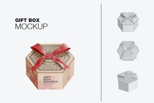 Kraft Box with Bow Mockup