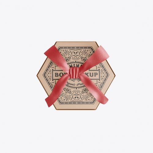 Kraft Box with Bow Mockup Kraft Box with Bow Mockup