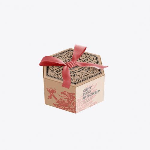 Kraft Box with Bow Mockup Kraft Box with Bow Mockup