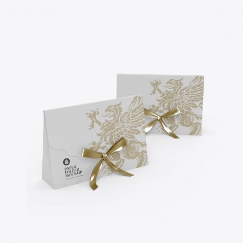 Kraft Paper Folder with Bow mockup Kraft Paper Folder with Bow mockup
