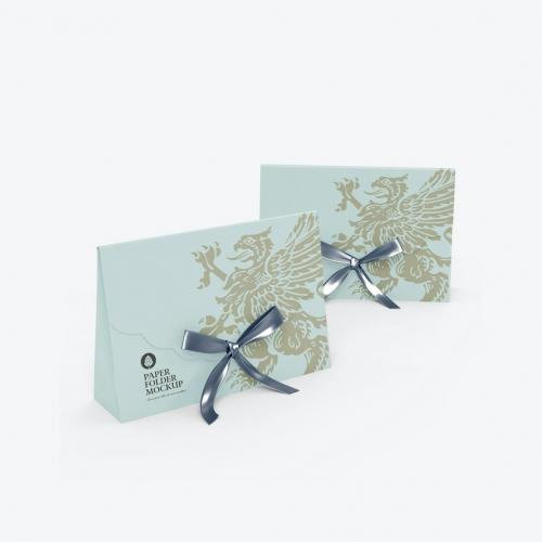 Kraft Paper Folder with Bow mockup Kraft Paper Folder with Bow mockup