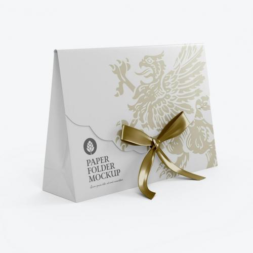 Kraft Paper Folder with Bow mockup Kraft Paper Folder with Bow mockup