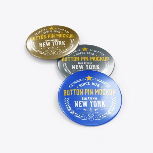 Standard Metallic Button Pins Mockup Standard Metallic Button Pins Mockup
