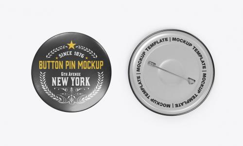 Standard Metallic Button Pins Mockup Standard Metallic Button Pins Mockup
