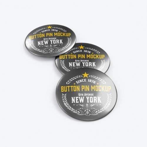 Standard Metallic Button Pins Mockup Standard Metallic Button Pins Mockup