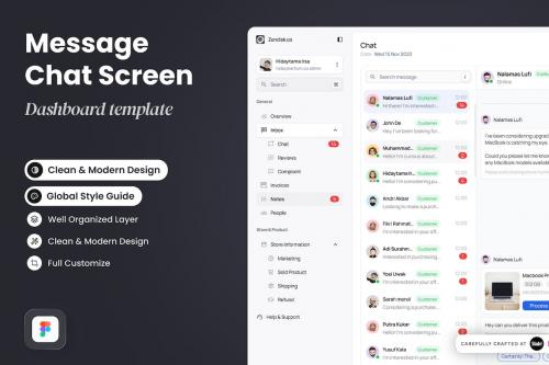 Zendisk - Message Chat Dashboard UI Kit Template Zendisk - Message Chat Dashboard UI Kit Template
