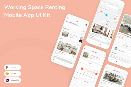Working Space Renting Mobile App UI Kit Working Space Renting Mobile App UI Kit