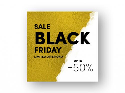 Black Friday Sale Card Layout with Gold Texture - 294646004