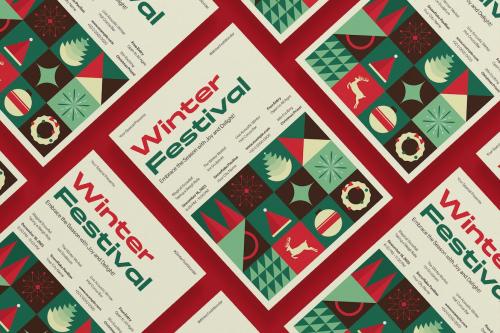 Geometric Christmas Event Poster Template Geometric Christmas Event Poster Template