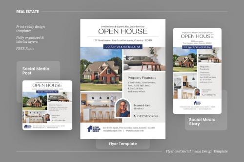 Real Estate Open House Flyer & Social Media Kit Real Estate Open House Flyer & Social Media Kit