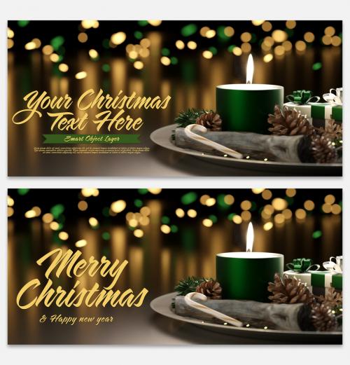 Christmas Scene Mockup with Green Elements - 295099568