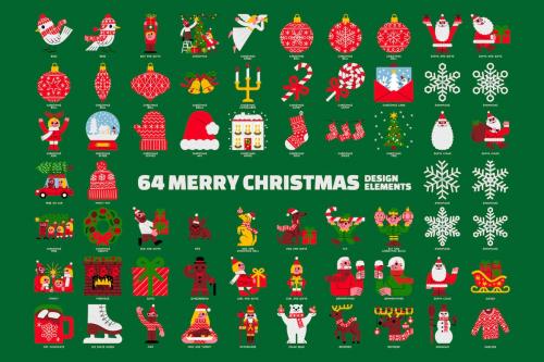 64 Merry Christmas Design Elements 64 Merry Christmas Design Elements