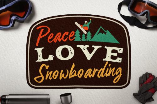Snowboarding Badge, Vintage Winter Logo Patch Snowboarding Badge, Vintage Winter Logo Patch