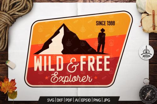 Wild Explorer Badge / Vintage Travel Logo Patch Wild Explorer Badge / Vintage Travel Logo Patch
