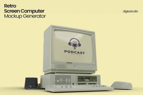 Vintage Computer Screen Mockup Vintage Computer Screen Mockup