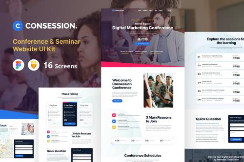 Conference Workshop Seminar Event Website UI Kit Conference Workshop Seminar Event Website UI Kit
