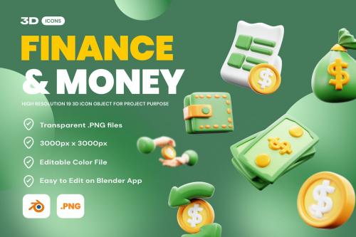 Finance & Money 3D Icon Pack Finance & Money 3D Icon Pack