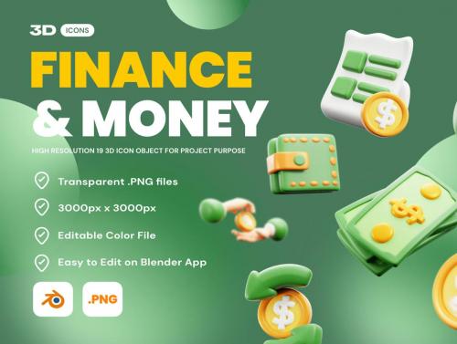 Finance & Money 3D Icon Pack Finance & Money 3D Icon Pack