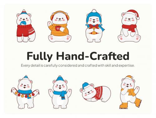 Cute Polar Bear Winter Christmas Illustration Set Cute Polar Bear Winter Christmas Illustration Set