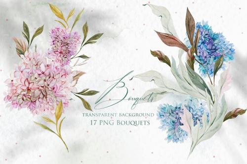 17 Watercolor Bouquets Hydrangea 17 Watercolor Bouquets Hydrangea