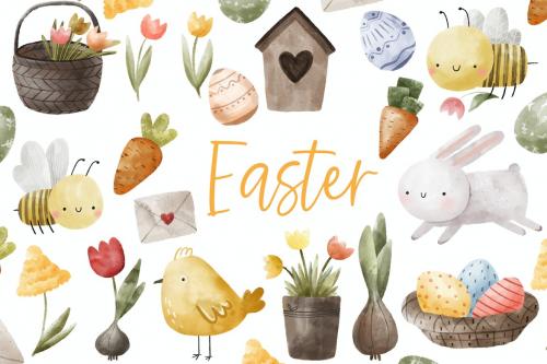 Easter clip art, watercolor set Easter clip art, watercolor set