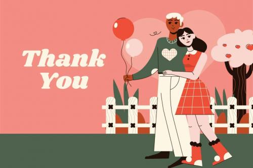 Pink Flat Design Valentine Illustration Set