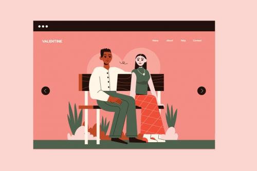 Pink Flat Design Valentine Illustration Set