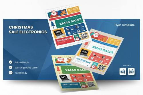 Christmas Sales Electronic Flyer Ai & EPS Template Christmas Sales Electronic Flyer Ai & EPS Template