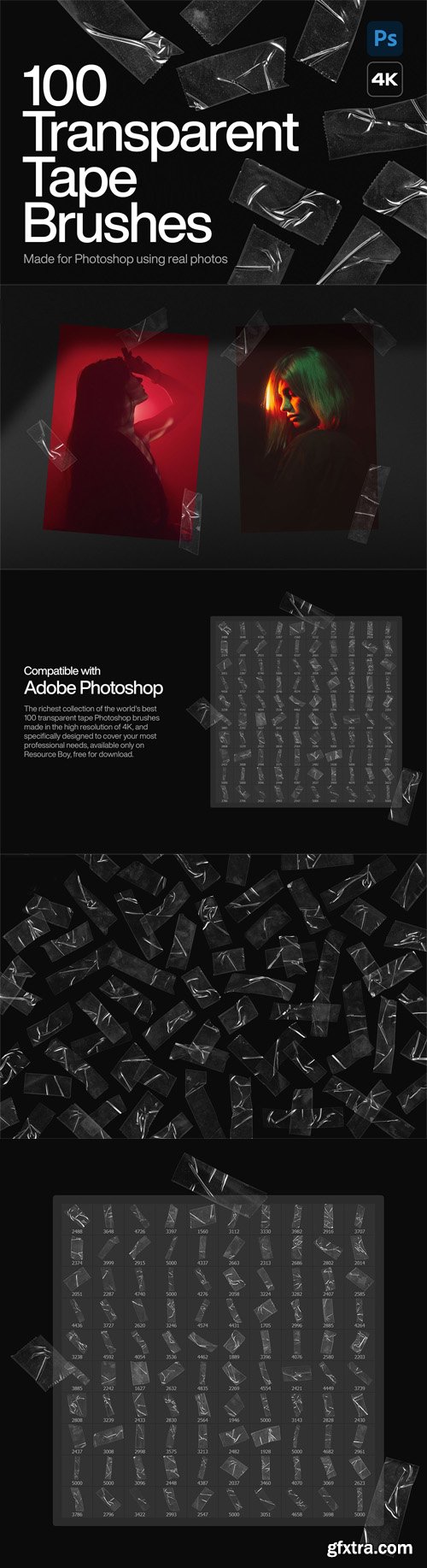 Transparent Tape Brushes for Photoshop